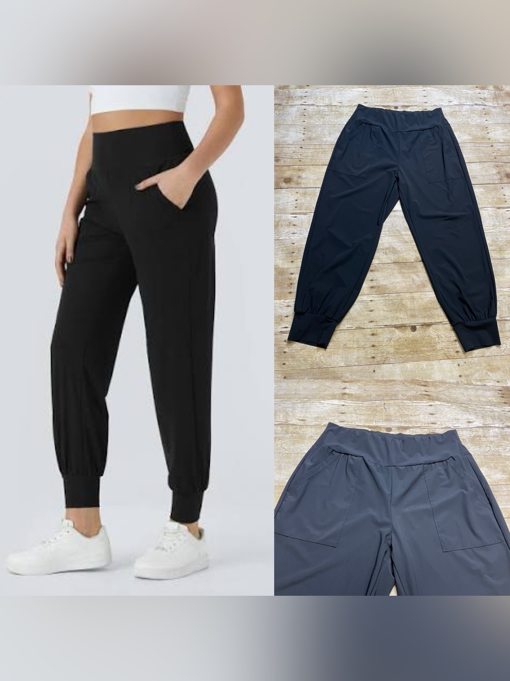 Halara Black High Waisted Plain Side Pocket Casual Joggers Pants